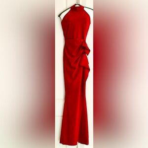 ✨ CHIARA BONI La Petite Robe “Gudrum” Garnet Halter Gown – Size 6 Like New✨